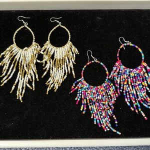 Bohemian hanging Earrings summer island vacation fun!  New 2 pair included 5”L☀️